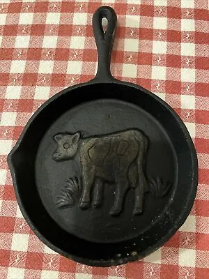 Vintage Cast Iron Skillet Cow Farm Decor Wall Hanger Animal Farmhouse Pan Dish • $21