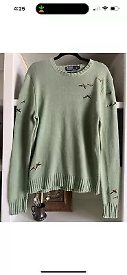 Polo Ralph Lauren Pheasant Embroidery Silk Sweater Country Sportsman L 90s 00s • $100