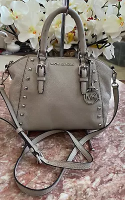 Michael Kors Studded Grey Leather Medium Ciara Satchel EUC $328 • $110.49