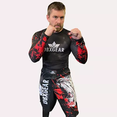 Compression MMA Base Layer Martial Arts Body Suit BJJ Skull Rash Guard Set • £21.24