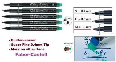 Faber-Castell Multi Mark Fine /Super Fine Tip Permanent Marker CD DVD Waterproof • £2.99