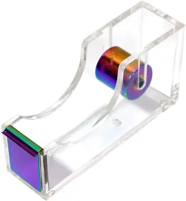Clear Rainbow Cute Tape Dispenser 1 Inch Core Desktop Adhesive Tape Dispenser Cu • $15.27