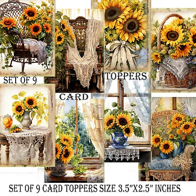 CardToppers Sunflowers And Lace Tags Cardmaking Scrapbooking Paper Supplies • £2.99