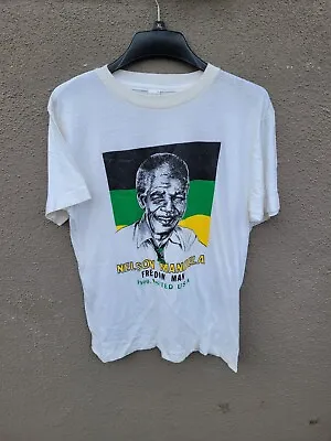 Vintage 90s Nelson Mandela T Shirt Size L Large Black History • $39.99