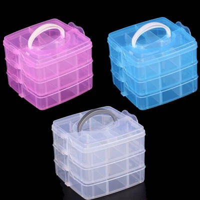 £0.99 • Buy 3 Layer Storage Box 18 Compartment Jewellery Making Beads Case Container Plastic