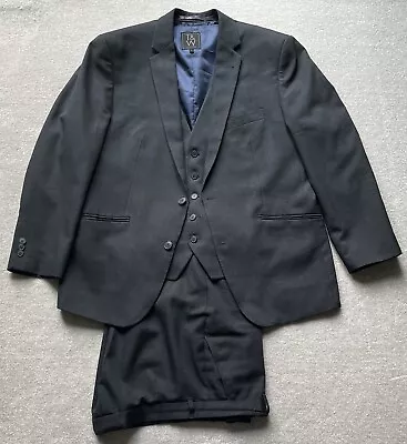 TAYLOR & WRIGHT Mens 3 Piece Suit Jacket Size 40R Trouser W36 S Waistcoat L • £16.49
