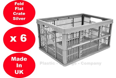 £27.99 • Buy 6 X 32 Litre Foldable Crate Plastic Storage Box Basket Crates Flat Good For Cars