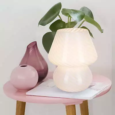 8  Glass Mushroom Lamp White Stripe Glossy Finish • $23.76