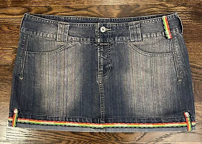 VINTAGE Marithe Francois Girbaud Skirt Women 32 Rainbow Denim Jean Mini • $39.99