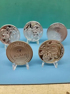 5 Ounces 2024 Year Of The Dragon 5 Troy Ozs Fine Silver Asahi Lunar Series Coins • $46
