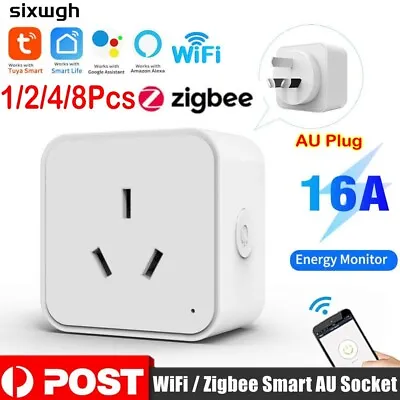 Tuya WiFi / Zigbee 16A Smart AU Socket Plug Voice Control For Alexa Google Home • $65.99