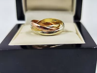 9ct Gold Russian Wedding Ring  Multi Colour Size M Hallmarked Sweet  • £250