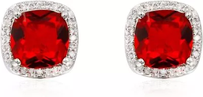 Sparkling Red Ruby Stud Earrings � Micro Paved AAA CZ Jewelry For Women | Perfec • $39.53