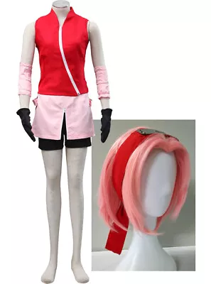 NARUTO Shippuden Haruno Sakura Anmie Manga Cosplay Costume Uniform Set • $48