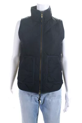 J Crew Womens Navy Blue Mock Neck Full Zip Sleeveless Vest Jacket Size XXS • $42.69