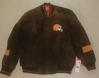 Vintage Cleveland Browns Leather Bomber Varsity Jacket Men's Size L • $84.99