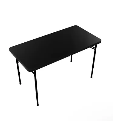  Versatile 4ft Folding Table - Adjustable & Stylish Rich Black Finish  • $54.99