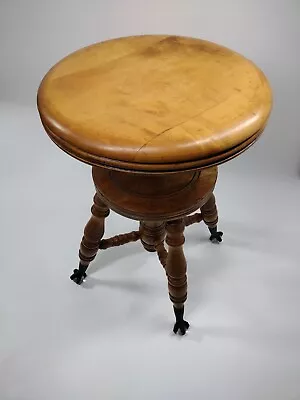 $155 • Buy !Antique 1890s Victorian Parker Co Bubble Glass Ball Claw Foot Piano Stool! WOW!