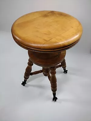 !Antique 1890s Victorian Parker Co Bubble Glass Ball Claw Foot Piano Stool! WOW! • $129