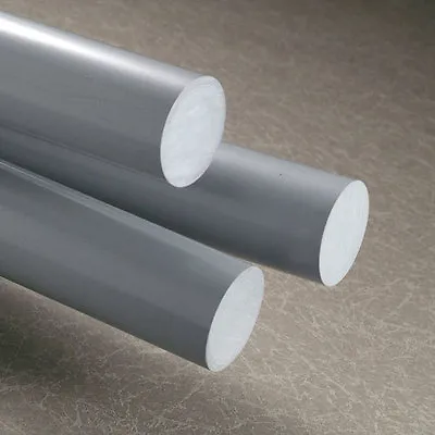 GREY PVC Round ROD 500mm To 2000mm Long Plastic Rigid Engineering Bar Dia Billet • £208.10