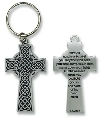 $9.99 • Buy Inspirational Irish Celtic Trinity Knot Keychain Cross Key Ring Prayer Quote