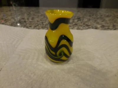 Charles Lotton Miniature Art Glass Mandarin Yellow King Tut Vase  ***sale*** • $285