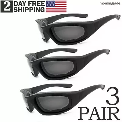 1/3 Pairs Padded Foam Safety Wind Resistant Sunglasses Motorcycle Riding Glasses • $6.98