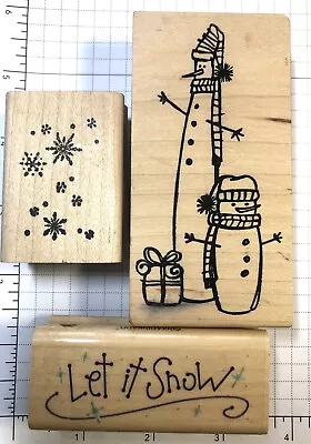 Magenta “Tall Snowman Duo / Let It Snow” Wood Mount Rubber Stamps • $9.55