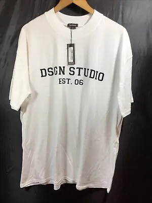 Boohoo White “DSGN Studio” Longline Oversized Cotton T Shirt Top Size 18 BNWT • £9.95