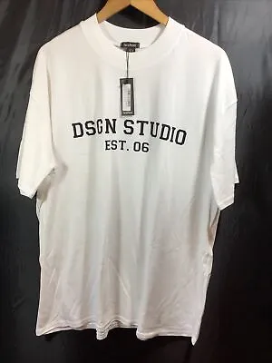 Boohoo White “DSGN Studio” Longline Oversized Cotton T Shirt Top Size 22 BNWT • £9.95