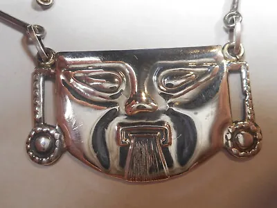 Face Of Man Sticking His Tongue Unusual NECKLACE Signed ANDES Vintage Sterling • £67.55