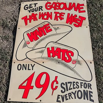 NOS 1966 Phillips 66 Gasoline White Hat Promo Sign - Vintage Original Gas  • $500