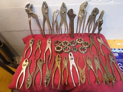 Large Lot Vintage Hand Tools Pliers Dies Adjustable Pliers Free Ship Shop Garage • $46.99