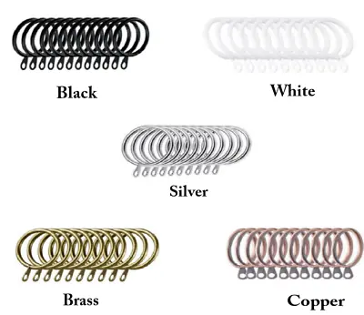 Metal Curtain Rings Hanging Heavy Duty Hooks For Curtains Rods Pole Voile Rings • £0.99
