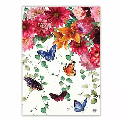 Michel Design Works Cotton Kitchen Tea Towel Sweet Floral Melody Butterflies • $10