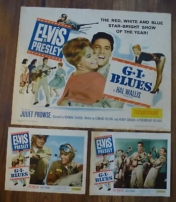 G.i. Blues Elvis Presley Orig 1960 Display  Half Sht Poster + 2  Lobby Cards • $500