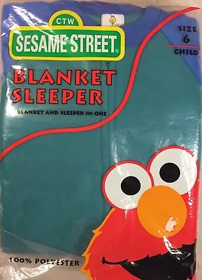 Sesame Street Footed Blanket Sleeper Pajamas Size 6 Toddler PJs Green VTG 90’s • $19.90