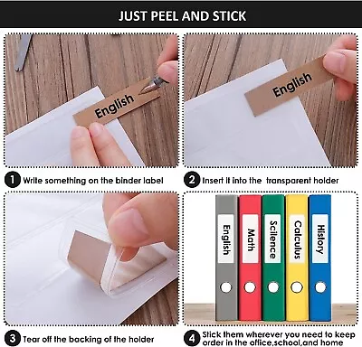 £3.99 • Buy 10 X Clear Self Adhesive Binder Filing Pockets Sleeves Spine Label Holders