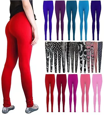 Women Stretch Plain Printed Casual Legging Ladies Novelty Pants 8-30 • £9.99