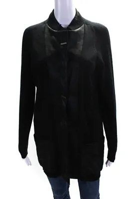 D Exterior Womens Button Down Cardigan Sweater Black Wool Size Small • $60.99