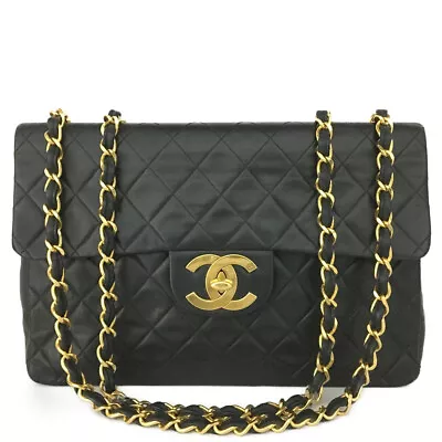 CHANEL Maxi Jumbo 34 Quilted Matelasse XL Lambskin Chain Shoulder Bag/4W1770 • $590