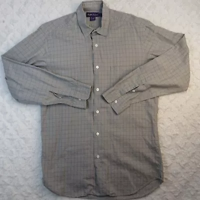 Ralph Lauren Purple Label Shirt Mens M Houndstooth Long Sleeve Italy Button Up • $37.99