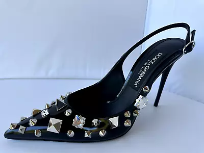 New Dolce & Gabbana Women's Pump Black Shoes Size 38.5 Slingback Patent Leather • $699.99