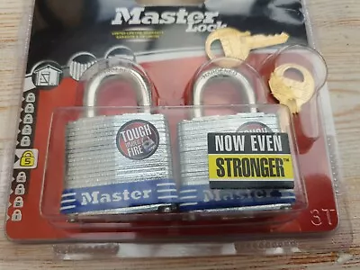 Master Lock 3 EURT Laminated Steel 38mm Padlocks Keyed Alike | 2 Pack Free Post • £9.98