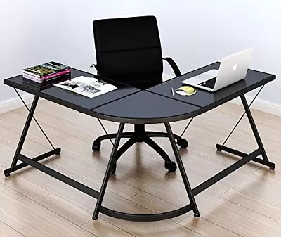  Gaming Desk Computer L-Shape Corner Studio Table Black Glass Top  • $119.30