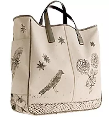 Coach Kiki Smith Limited Edition Canvas Leather Tote Cream /Black Floral • $700