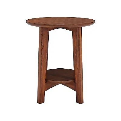 Monterey Round Mid Century Modern Wood End Table Chestnut - Alaterre Furniture • $64.99