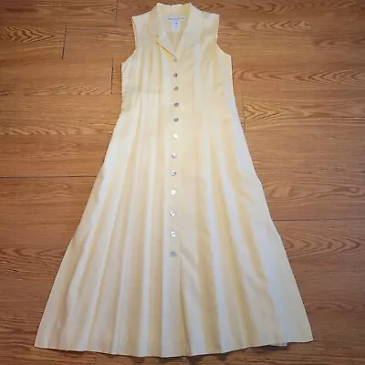 Marisa Christina Petite Sleeveless Maxi Dress Linen/Rayon Size 8 Pale Yellow Vtg • $69.99