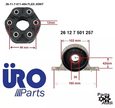 Driveshaft Center Carrier Support Bearing Flex Disc Joint Kit Fits BMW E36E39 • $76