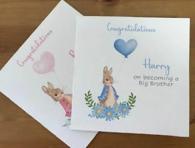 Personalised Handmade New Big Brother Big Sister Card New Baby Sibling  • £4.75